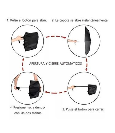 PARAGUAS PLIEGUE AUTOMATICO MARCO SOPORTE COLOR NEGRO - 6