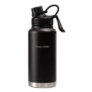 BOTELLA TÉRMICA DE 1 LITRO, INOXIDABLE, HYDROWILD, 1000 ML, CON TAPAS, COLOR NEGRO - 2