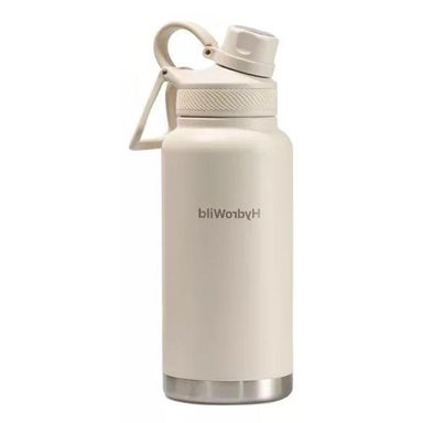 BOTELLA TÉRMICA DE 1 LITRO, INOXIDABLE, HYDROWILD, 1000 ML, CON TAPAS, COLOR CREMA - 2