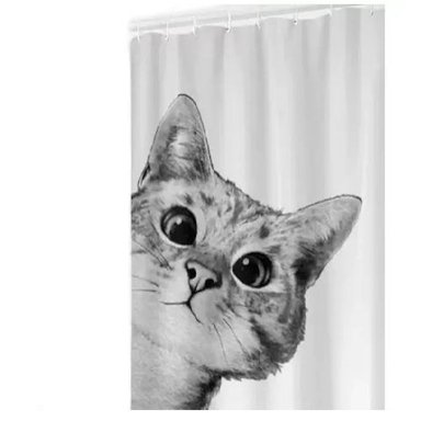 CORTINA DE BAÑO Y DUCHA, TELA IMPERMEABLE, GATO - 1