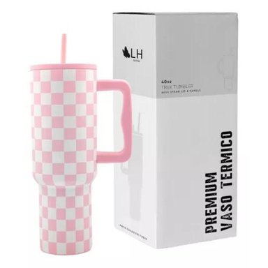 VASO TÉRMICO MUG, 1200 LT, ACERO INOXIDABLE, JAQUE MATE ROSA - 1