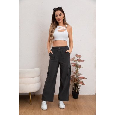 Pantalon Mujer Cargo Recto Ancho Tendencia 0106 - 2