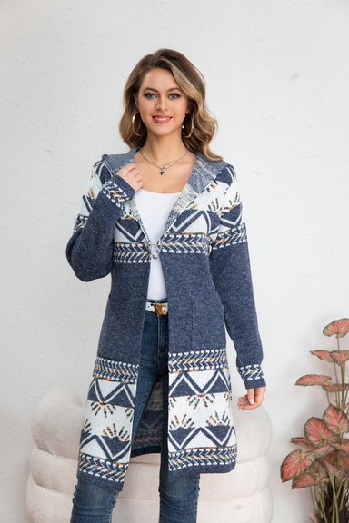 SWEATER LARGO TAPADO TIPO CARDIGAN MUJER ABRIGO ETNICO TENDENCIA 7011 - 2