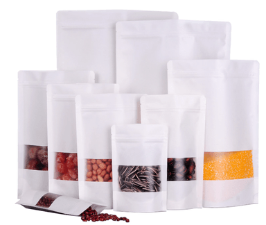 50 BOLSAS PAPEL KRAFT BLANCAS 9X14+3 CMS, RESELLABLES - 1