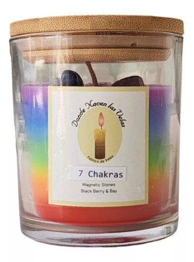 VELA AROMÁTICA 7 CHAKRAS, CON CUARZOS - 1