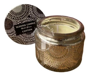 VELA AROMATICA METALIZADA VIDRIO PEQUEÑO AMARILLO - 1