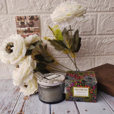 VELAS AROMATICAS VIDRIO, GRIS MANDALA - 2