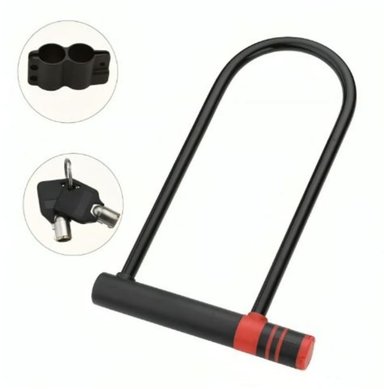 CANDADO OEM U LOCK BICICLETA Y MOTO 2 LLAVES GRANDE ACERO - 2