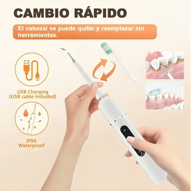 KIT CEPILLO LIMPIADOR DENTAL ELÉCTRICO ULTRASÓNICO REMOVEDOR - 4