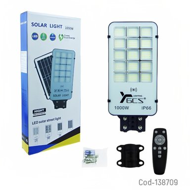 FOCO PARA POSTE SOLAR 1000W CON 15 PLACAS 420 LED PVC CON CONTROL 20.5X47.5CM - 4
