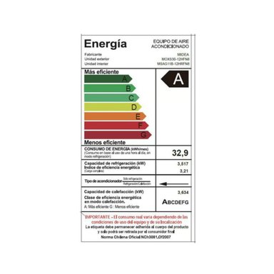 AIRE ACONDICIONADO SPLIT MURO 12000BTU INVERTER MIDEA XTRA - 3