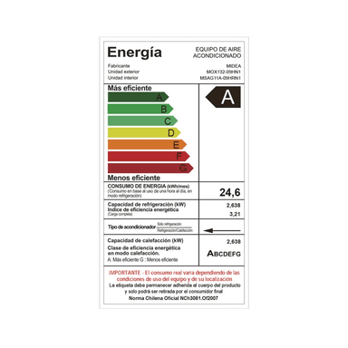 AIRE ACONDICIONADO SPLIT MURO 9000BTU INVERTER MIDEA XTRA - 3