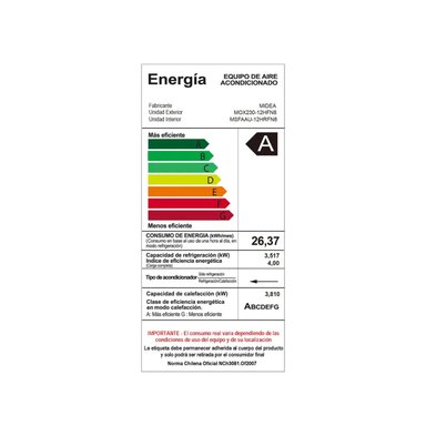 AIRE ACONDICIONADO SPLIT 12000BTU MURO INVERTER BREEZELESS MIDEA - 3