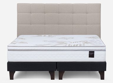 JUEGO DE DORMITORIO ROSEN CAMA EUROPEA ART4 + RESPALDO ISSEY NIEBLA - 1