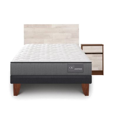 JUEGO DE DORMITORIO CIC CAMA EUROPEA ANATOMIC 1.5 PLAZAS + SET LEGNO - 1
