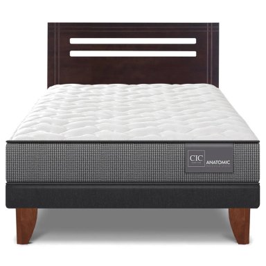 JUEGO DE DORMITORIO CIC CAMA EUROPEA ANATOMIC 1.5 PLAZAS + RESPALDO MUNICH - 1