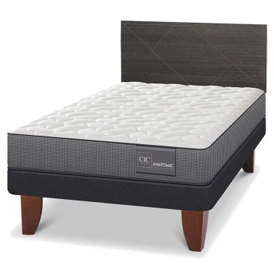 JUEGO DE DORMITORIO CIC CAMA EUROPEA VILLARRICA ANATOMIC 1.5 PLAZAS + RESPALDO GRIS - 2