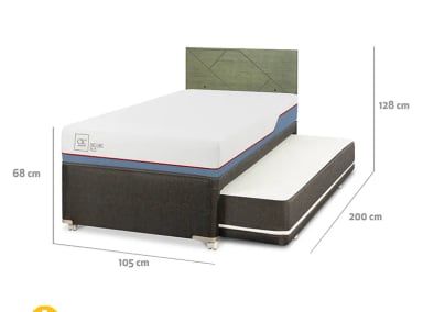 JUEGO DE DORMITORIO CIC CAMA DIVAN EXCELLENCE PLUS 1.5 PLAZAS NEGRO + RESPALDO VILLARRICA OLIVO - 3