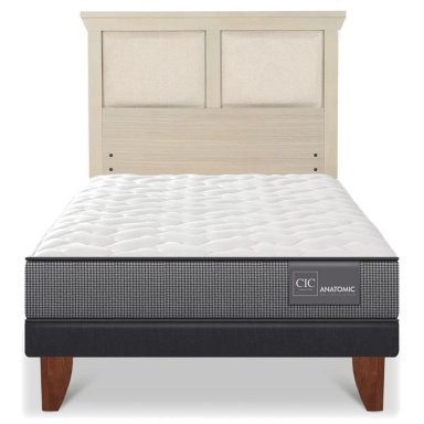 JUEGO DE DORMITORIO CIC CAMA EUROPEA ANATOMIC 1.5 PLAZAS + RESPALDO TORINO ALPINO - 1