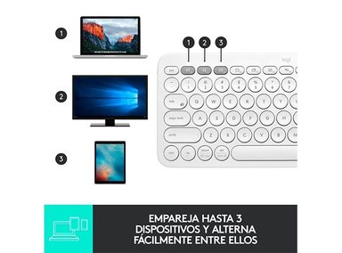 TECLADO WINDOWS MAC OS LINUX INALÁMBRICO LOGITECH PEBBLE KEYS 2 K380 BLANCO - 7