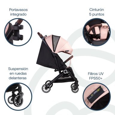 COCHE MALETA ULTRACOMPACTO PASEO MICRO SX ROSA BEBESIT - 12
