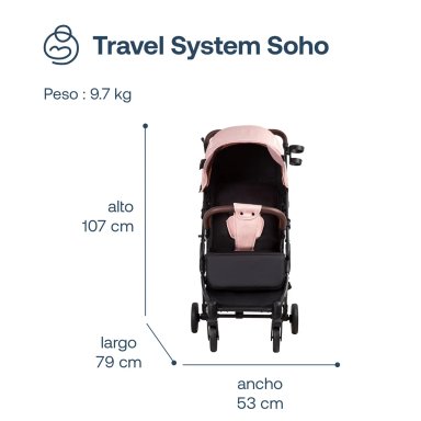 COCHE MALETA ULTRACOMPACTO PASEO MICRO SX ROSA BEBESIT - 8