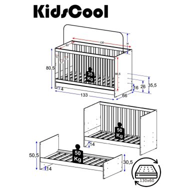 CUNA KIDSCOOL MP0527R.0001 BLANCO NEW 3 FUNCIONES - 4