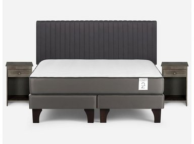 CAMA EUROPEA ROSEN NEW STYLE 2 PLUS KING B/D + SET LUCIO GRIS - 1