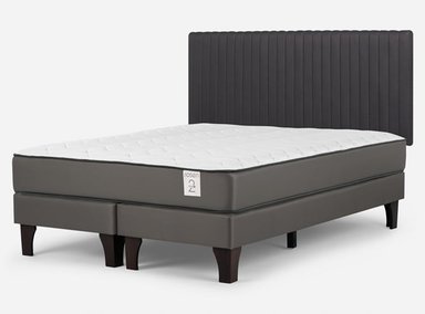 CAMA EUROPEA ROSEN NEW STYLE 2 PLUS KING B/D + RESPALDO LUCIO GRIS - 2