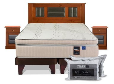 CAMA EUROPEA MAXIMO COBRE 2 PLAZAS BOX BD + SET LORRAINE + 2 ALMOHADAS ROYAL - 1