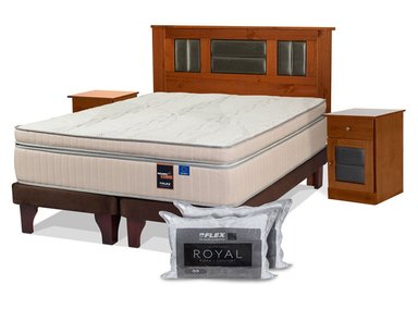 CAMA EUROPEA MAXIMO COBRE 2 PLAZAS BOX BD + SET LORRAINE + 2 ALMOHADAS ROYAL - 2