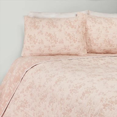 CUBRECAMA RIPLEY HOME JACQUARD 2 PLAZAS FLORES ROSA - 2