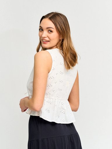 BLUSA MUJER INDEX ALGODÓN SIN MANGAS LAZOS BRODERIE - 2