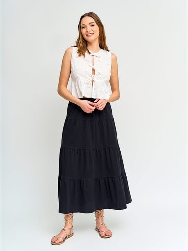 BLUSA MUJER INDEX ALGODÓN SIN MANGAS LAZOS BRODERIE - 4