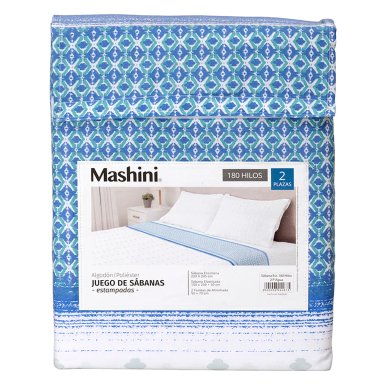 JUEGO DE SÁBANAS MASHINI 180 HILOS KING AGUA - 5