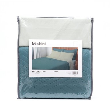 SET QUILT LISO + SÁBANA LISA MASHINI KING VERDE - 5