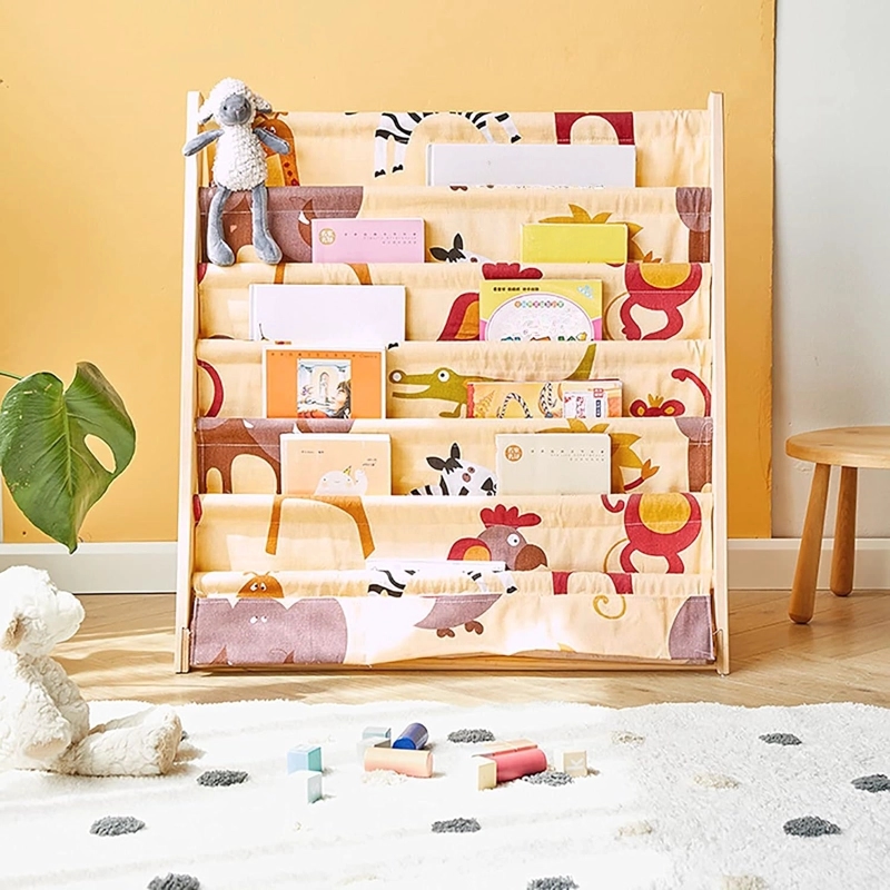 LIBRERO ORGANIZADOR DE MADERA INFANTIL DISEÑO DE ANIMALES