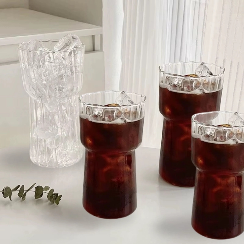 SET DE 4 VASOS ALTOS DE VIDRIO DISEÑO ONDAS DE 590 ML