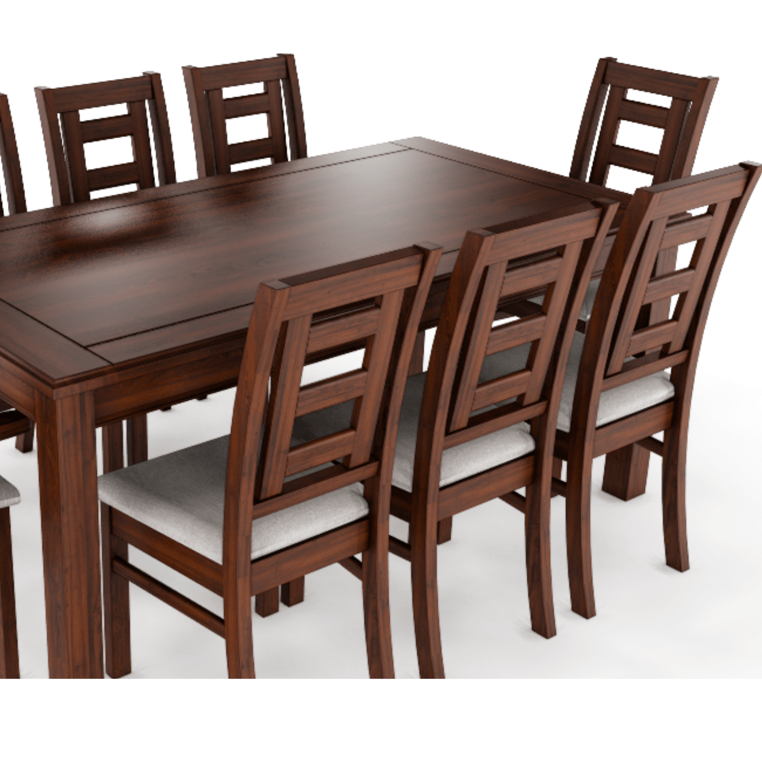 JUEGO DE COMEDOR SEVILLA 8 SILLAS NOGAL MESA RECTANGULAR MADERA