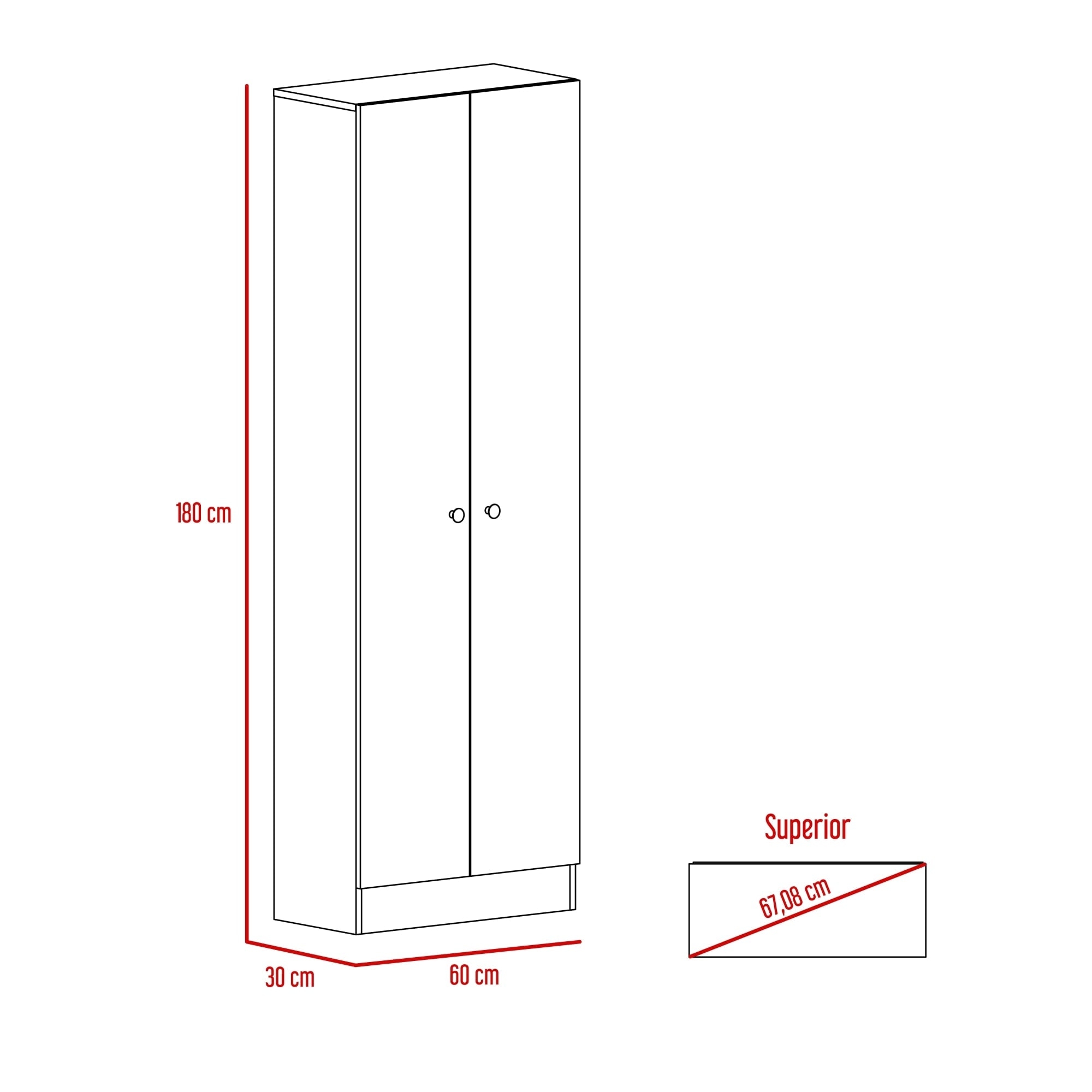 MUEBLE DESPENSA 2 PUERTAS BLANCO 180X60X30 CM