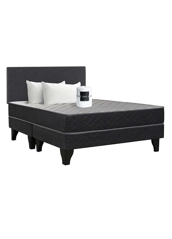 CAMA EUROPEA ZENIT 2 PLAZAS BASE DIVIDIDA + RESPALDO + SABANAS + PACK ALMOHADA 50 X 70 CM