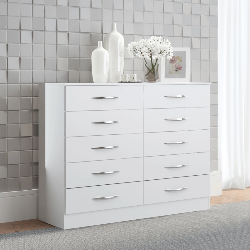 COMODA 10 CAJONES 117X92X40 CM BLANCO