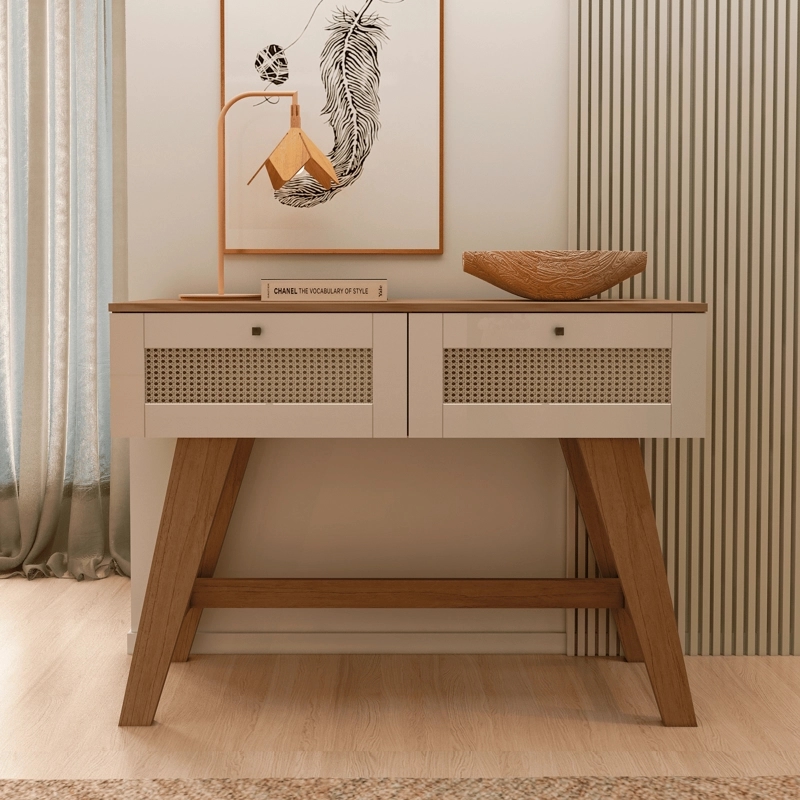 APARADOR ARRIMO TRAMA 2 CAJONES CEREZO/OFF WHITE 110X33X80 CM