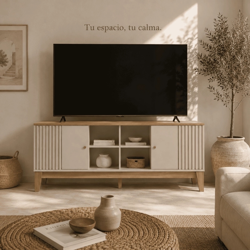 RACK TV FLORENCIA 1,8 M NOGAL/BEIGE 180X36X66 CM
