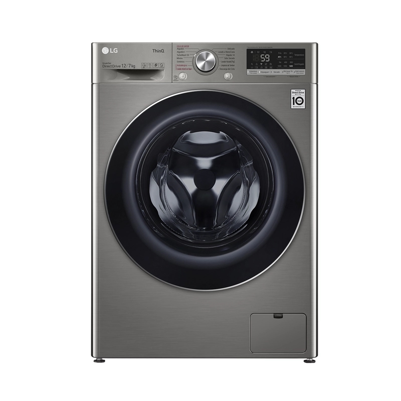 LAVADORA SECADORA CARGA FRONTAL LG 12KG7KG WD12VVC4S6C CON TECNOLOGIA STEAM+, AIDD, THINQ