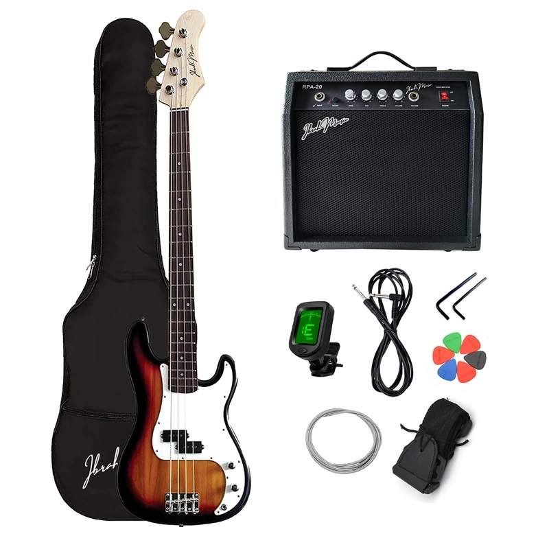 BAJO ELE CTRICO IBRAH 4 CUERDAS + AMPLIFICADOR 20W + ACCES