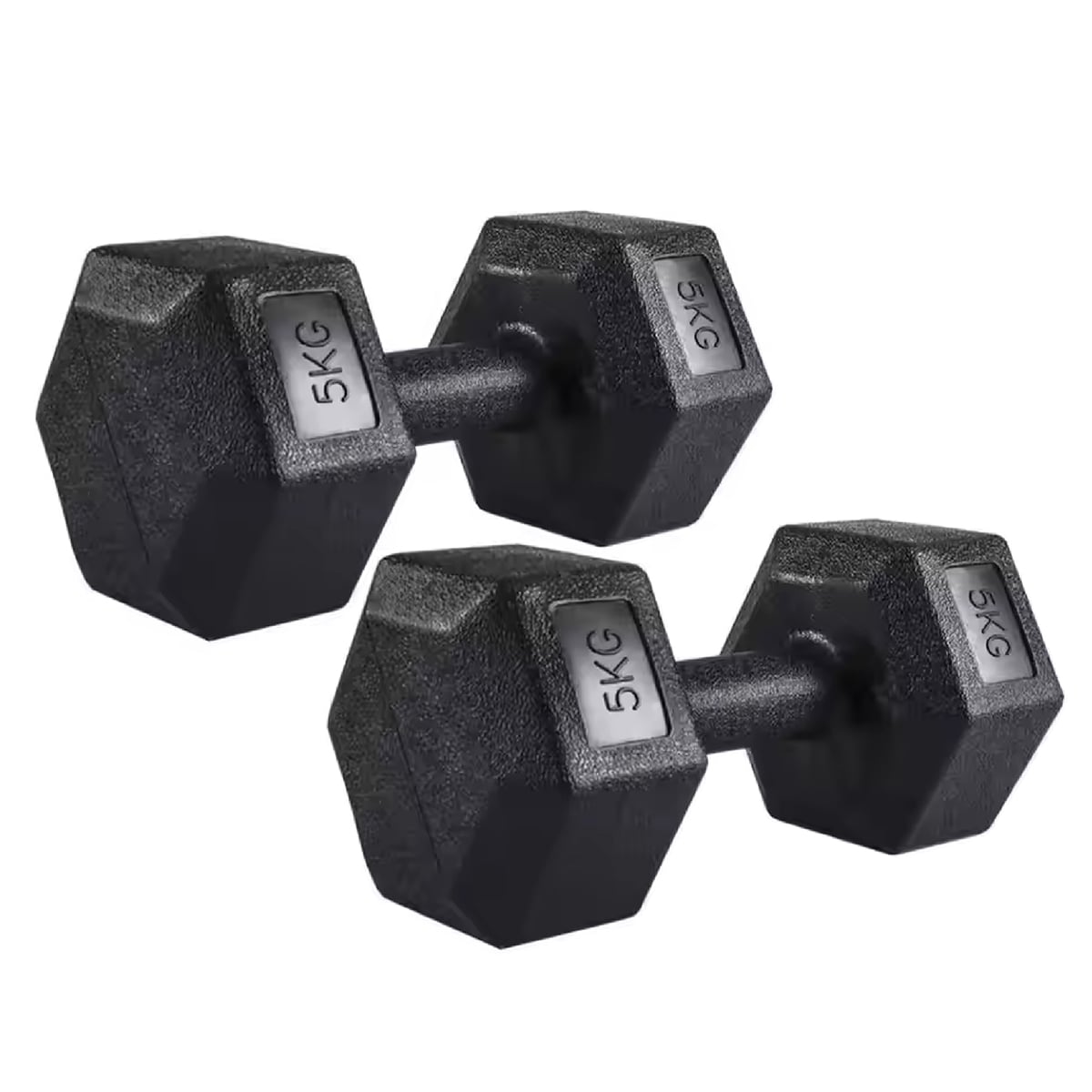 MANCUERNA HEXAGONAL 5KG PAR SET X2 PESAS PVC 10KG OVERFIT