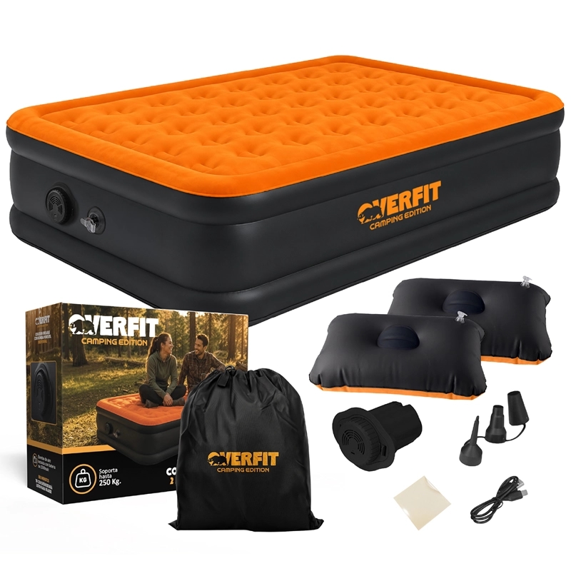 COLCHON INFLABLE ELECTRICO 2 PLAZAS OVERFIT BOMBA PORTATIL