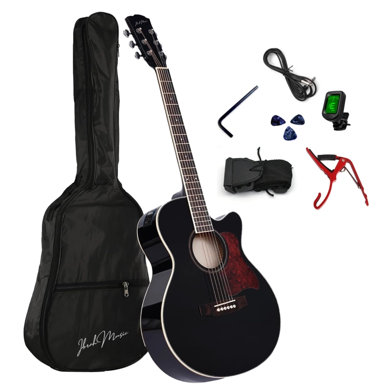 GUITARRA ELECTROACUSTICA IBRAH MUSIC 41 PULGADAS FUNDA + ACC