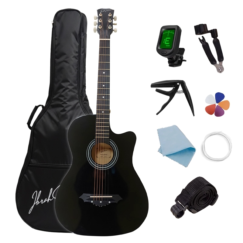 GUITARRA ACUSTICA CUTAWAY IBRAH MUSIC 38 PLGDS + ACCESORIOS